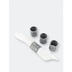 Arthur Court Designs Concho Pattern Napkin Rings Set Of 4 Dining & Tabletop