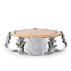 Arthur Court Designs Coastal Wood Cheese Pedestal Knives & Cutting Boards