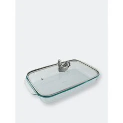 Arthur Court Designs Rooster Lid With Pyrex 3 Quart Baking Dish Bakeware