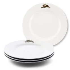 Arthur Court Designs Bunny / Rabbit Melamine Lunch Plates - Set Of 4 Dinnerware & Flatware White