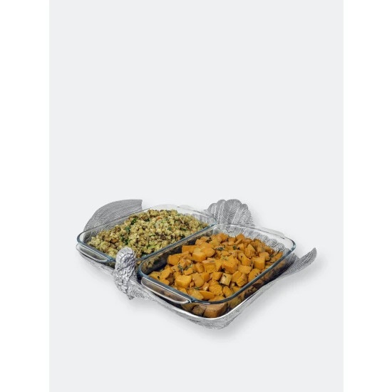 Arthur Court Designs 2Qt Double Base Turkey Casserole Holder Serveware - Image 2