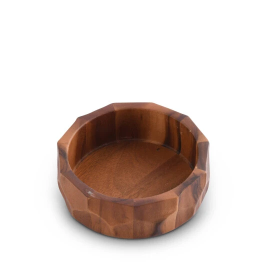 Arthur Court Designs Diamond Pattern Single Acacia Wood Salad Bowl Serveware Brown - Image 3