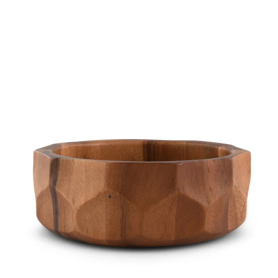 Arthur Court Designs Diamond Pattern Single Acacia Wood Salad Bowl Serveware Brown - Image 5