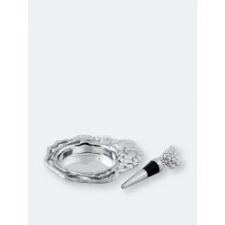 Arthur Court Designs Grape Wine Coaster And Stopper Set Barware