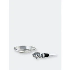 Arthur Court Designs Horseshoe Wine Coaster And Stopper Set Barware