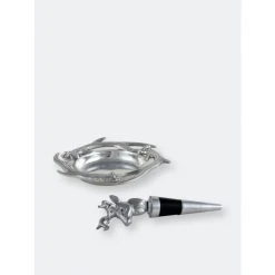 Arthur Court Designs Antler Wine Coaster And Stopper Set Barware