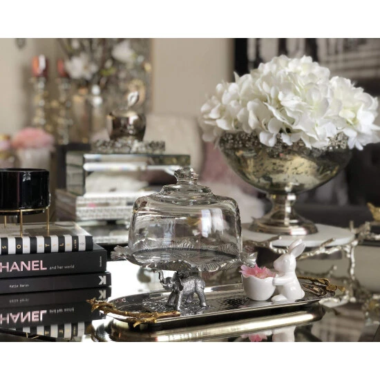 Arthur Court Designs Elephant Plate With Glass Dome Serveware