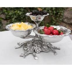 Arthur Court Designs Grape 3-Tiered Bowl Dinnerware & Flatware