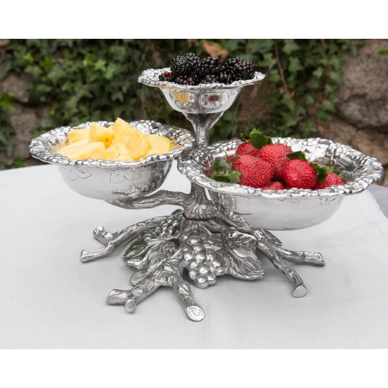 Arthur Court Designs Grape 3-Tiered Bowl Dinnerware & Flatware